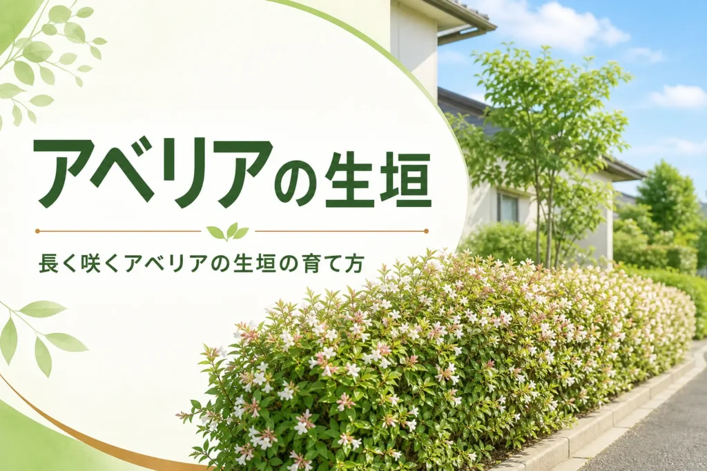 長く咲く花と丈夫さを生かすアベリアの生垣の育て方を解説する記事のアイキャッチ