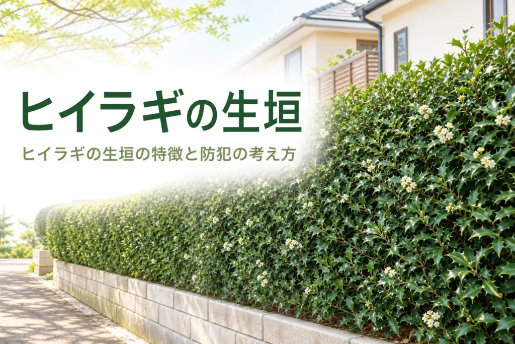 ヒイラギの生垣の特徴と防犯の考え方を解説する記事のアイキャッチ