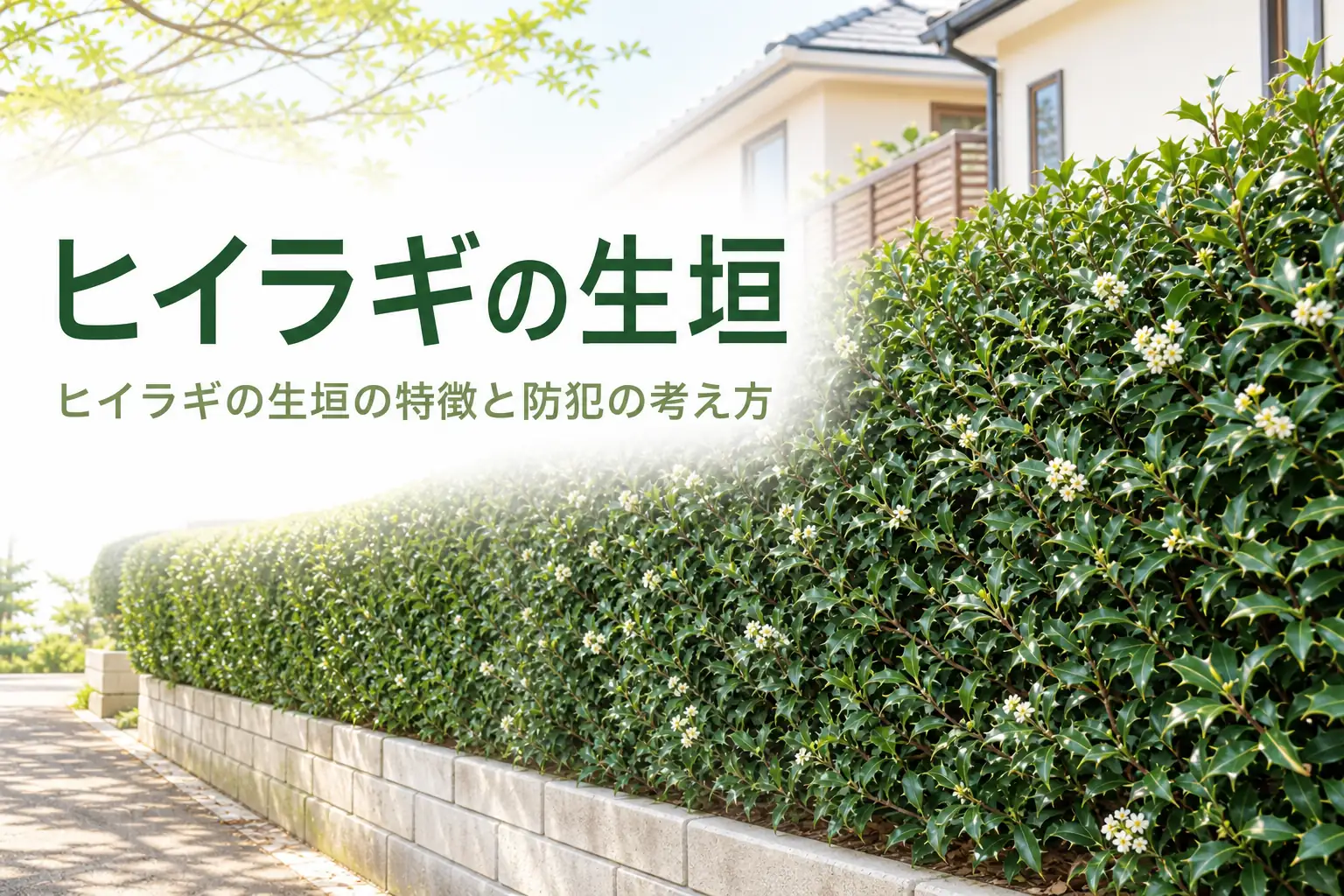 ヒイラギの生垣の特徴と防犯の考え方を解説する記事のアイキャッチ