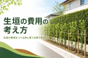 生垣の費用の考え方と見積もりの内訳を解説する記事のアイキャッチ