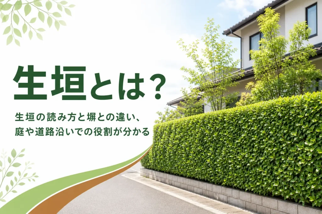 生垣の意味と塀との違い、庭や道路沿いでの役割を解説する記事のアイキャッチ