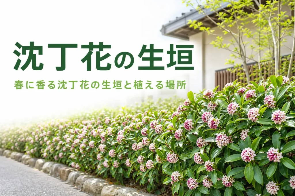 春の香りと植える場所の注意点を紹介する沈丁花の生垣の記事のアイキャッチ