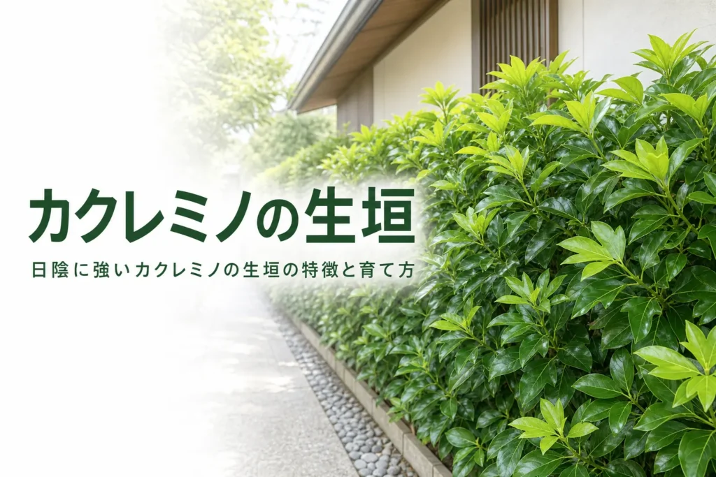 日陰に強いカクレミノの生垣の特徴と育て方を解説する記事のアイキャッチ