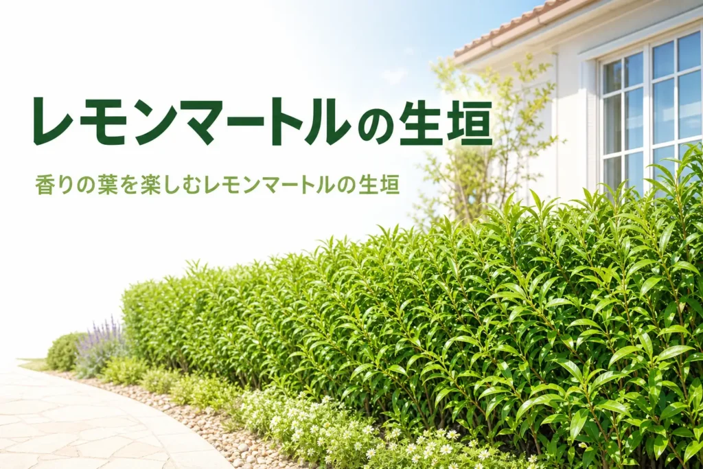 香りの葉と寒さへの注意を中心にレモンマートルの生垣を解説する記事のアイキャッチ