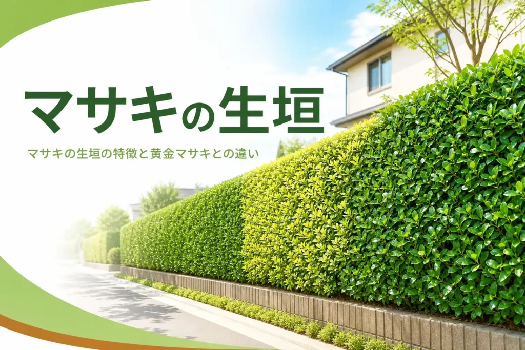 マサキの生垣の特徴と黄金マサキとの違いを解説する記事のアイキャッチ