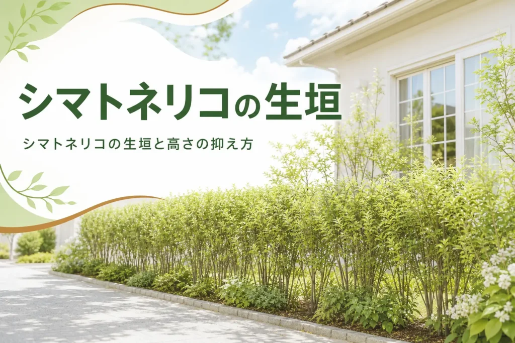 成長の早いシマトネリコを生垣にする時の高さの抑え方を紹介する記事のアイキャッチ