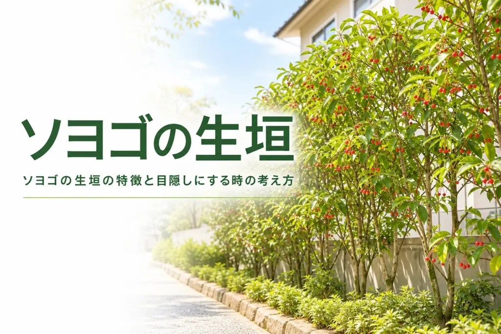 ソヨゴの生垣の特徴と目隠しにする時の考え方を解説する記事のアイキャッチ