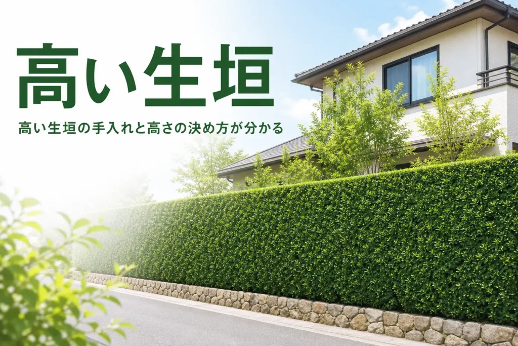 高い生垣の手入れと高さの決め方を解説する記事のアイキャッチ