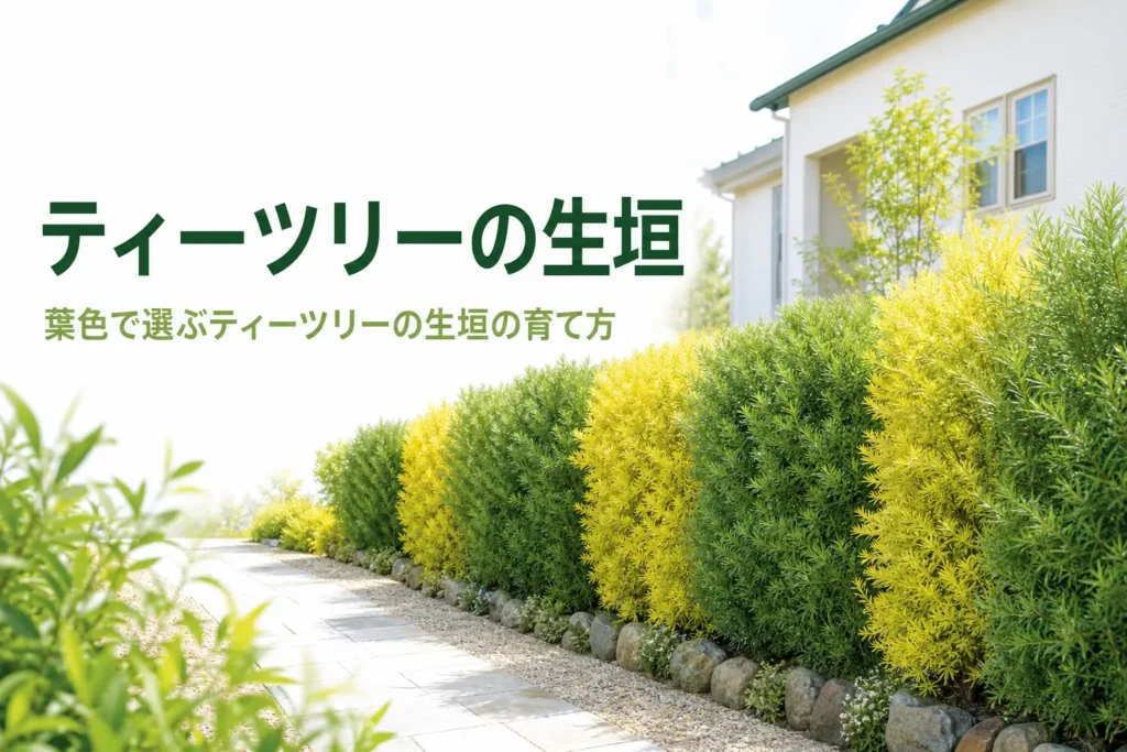 品種の選び方と育て方を紹介するティーツリー（メラレウカ）の生垣の記事のアイキャッチ