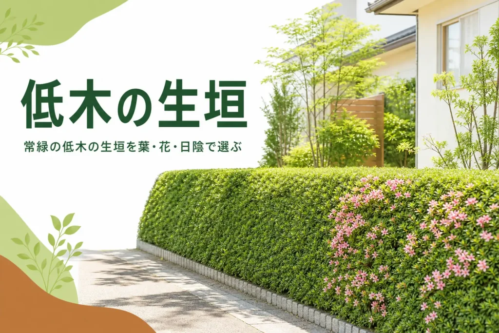 常緑の低木の生垣の選び方を解説する記事のアイキャッチ