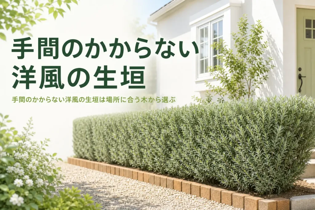手間のかからない洋風の生垣の選び方と育てやすい洋風の木を解説する記事のアイキャッチ
