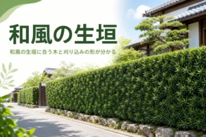 和風の生垣に合う木と刈り込みの形を解説する記事のアイキャッチ