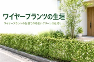 フェンスに絡めて作るワイヤープランツの生垣の作り方を解説する記事のアイキャッチ
