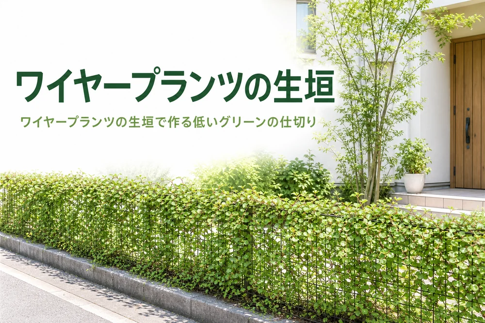フェンスに絡めて作るワイヤープランツの生垣の作り方を解説する記事のアイキャッチ